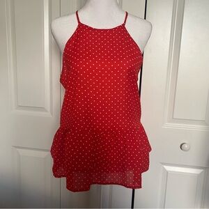 Lily White Red and White Polka Dot Tiered Camisole Top Size Small